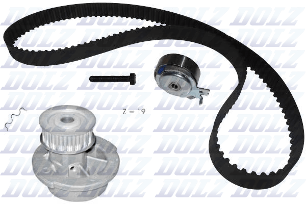 DOLZ 926 058 KD021 - Vezérlés készlet, fogasszíj szett (szíj+görgők+vízpumpa)