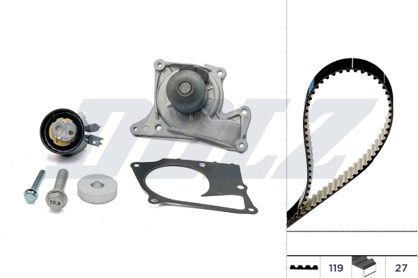DOLZ 926 000 KD113 - Vezérlés készlet, fogasszíj szett (szíj+görgők+vízpumpa)
