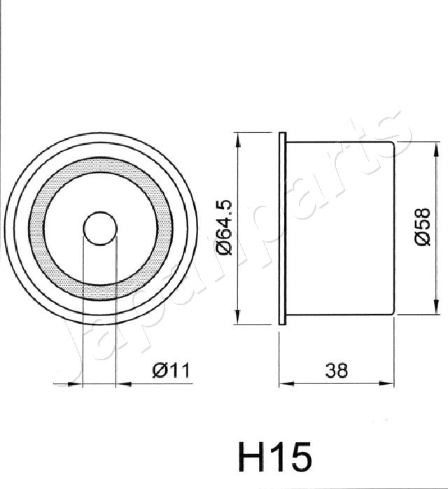 JAPANPARTS BE-H15 Feszítő gőrgő fogasszíj-vezérműszíjhoz