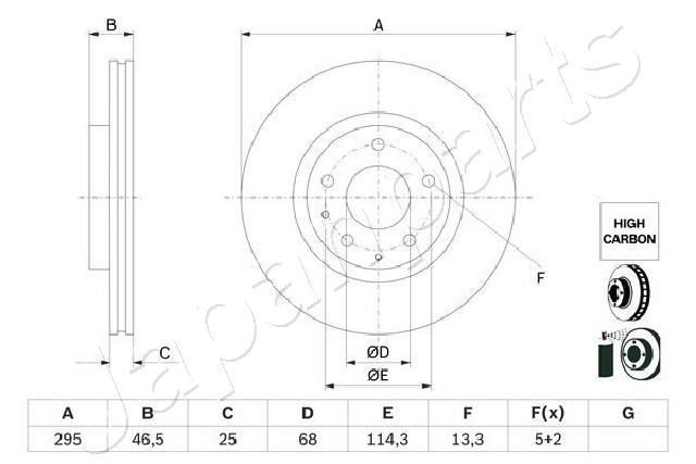 JAPANPARTS  DI-369C DISK PLO?A MAZDA DI-369C PR.MAZDA 3,CX-30 2.0 M HYBRID 18->D295/25