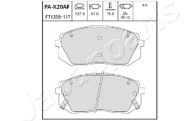 JAPANPARTS 78690 PA-K20AF - Fékbetét
