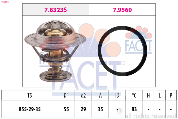 FACET FAC7.8323 Termosztát, termosztátház hűtőrendszerhez