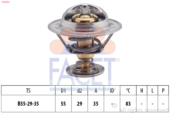 FACET 7.8323S Termosztát, termosztátház hűtőrendszerhez