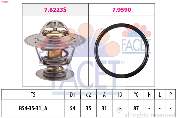 FACET 7.8432 Termosztát, termosztátház hűtőrendszerhez