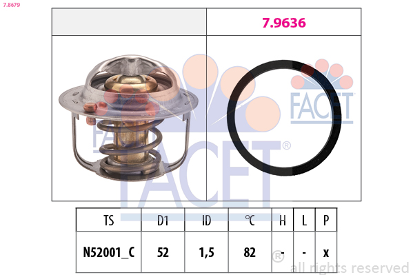 FACET FAC7.8679 Termosztát, termosztátház hűtőrendszerhez