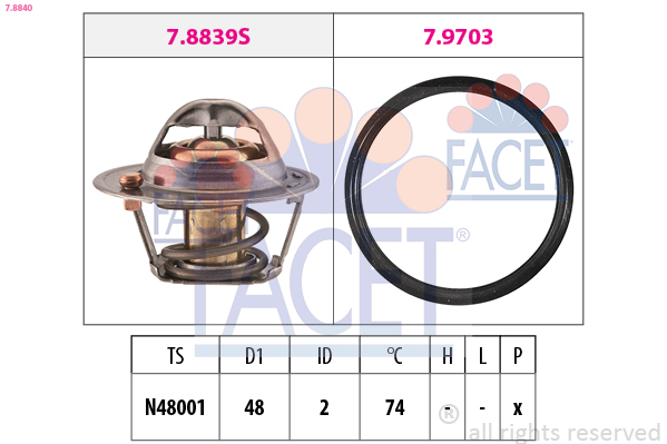 FACET 7.8840 Termosztát, termosztátház hűtőrendszerhez