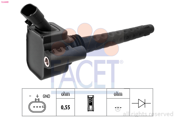 FACET FAC9.6449 Gyújtótekercs, gyújtótrafó