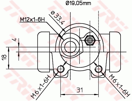 TRW 1001536407 BWD130 - fékmunkahenger