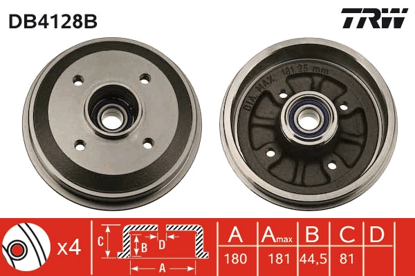 TRW DB4128B Fékdob