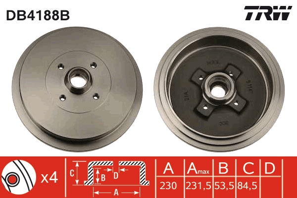 TRW DB4188B Fékdob