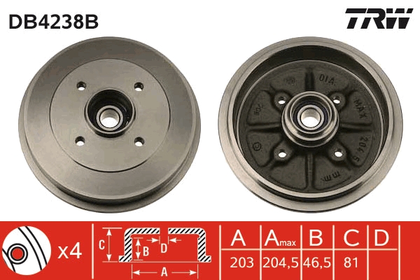 TRW DB4238B TRW fékdob