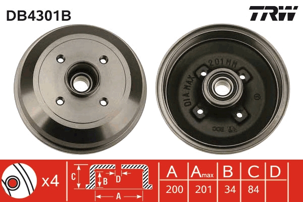 TRW DB4301B Fékdob