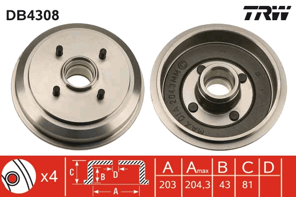 TRW DB4308 Fékdob