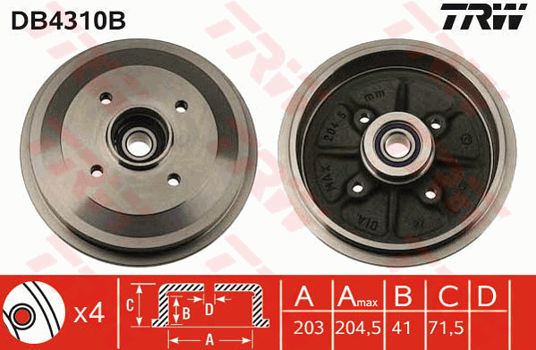 TRW DB4310B Fékdob