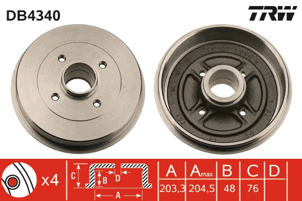 TRW DB4340 Fékdob