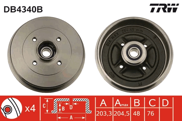 TRW DB4340B Fékdob