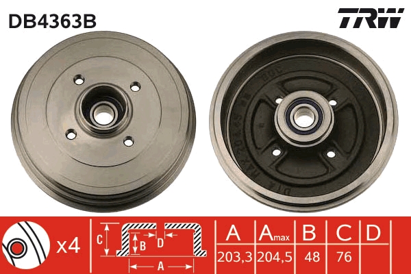 TRW DB4363B Fékdob