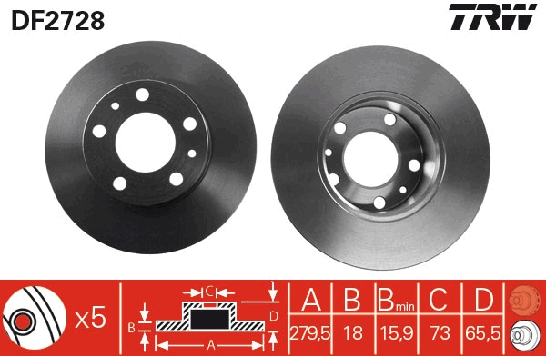 TRW 229 735 DF2728 - Féktárcsa (Ár 2db-ra) 1db rendelése=2db