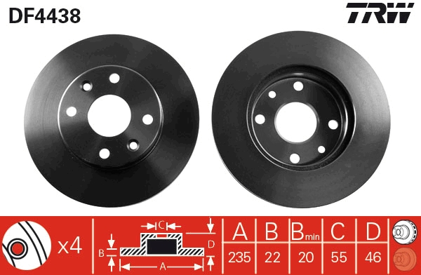 TRW 213 718 DF4438 - Féktárcsa (Ár 2db-ra) 1db rendelése=2db