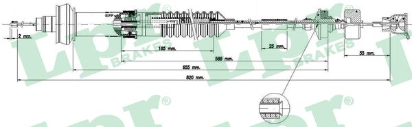 LPR 201256 C0153C - Kuplungkötél, kuplungbowden