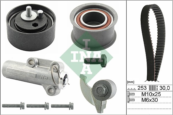 INA 530017910 Vezérlés készlet, fogasszíj szett, (szíj+görgők)