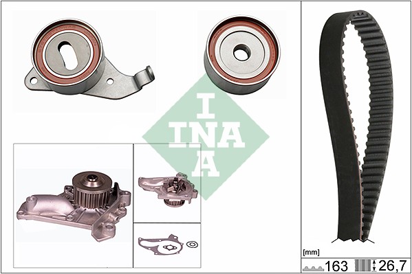 INA 530026830 Vezérlés készlet, fogasszíj szett (szíj+görgők+víz