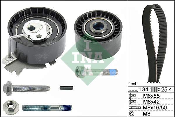 INA 530037910 Vezérlés készlet, fogasszíj szett, (szíj+görgők)