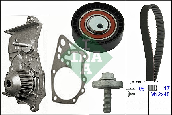 INA 530060430 Vezérlés készlet, fogasszíj szett (szíj+görgők+víz