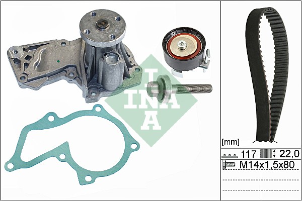 INA 381 456 530 0605 30 - Vezérlés készlet, fogasszíj szett (szíj+görgők+vízpumpa)