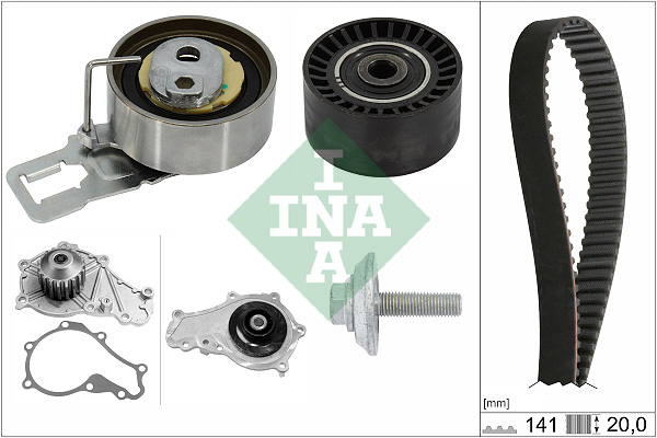INA 530 0698 30 Vezérlés készlet, fogasszíj szett (szíj+görgők+vízpumpa)
