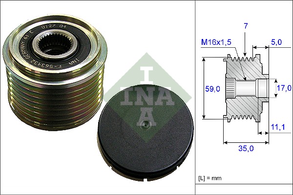 INA 535015910 Szabadonfutós ékszíjtárcsa