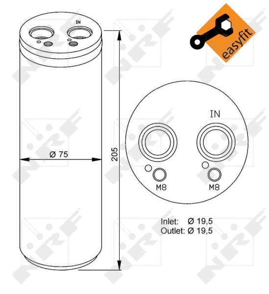 NRF 81434 33204 - Klímaszárító, szárítószűrő klímaberendezéshez