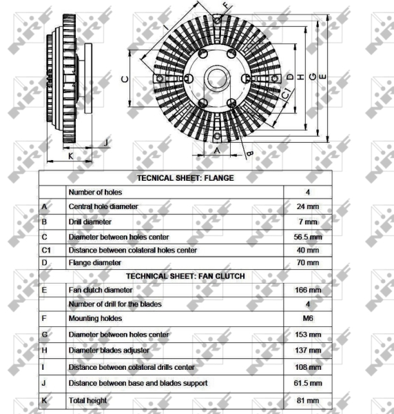 NRF NRF49527 Kuplung hűtőventillátorhoz, viszkokuplung, viscoku