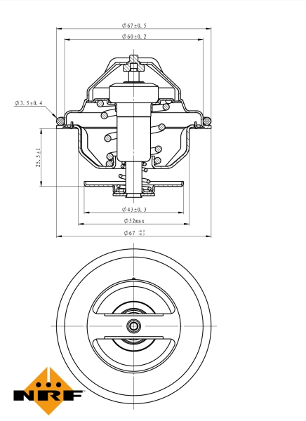 NRF 351911 725103 - Termosztát, termosztátház hűtőrendszerhez