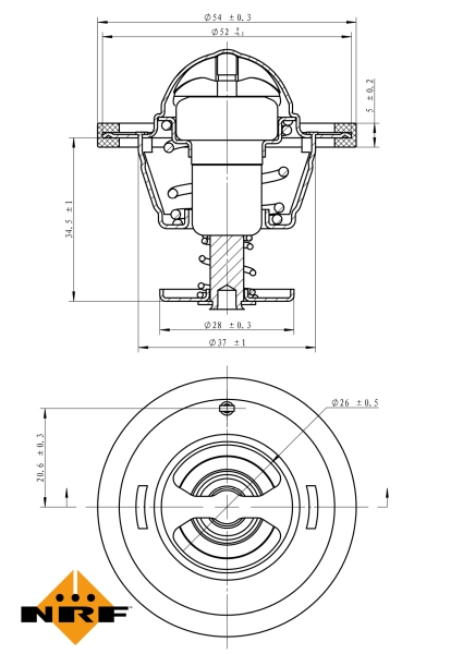 NRF 351885 725126 - Termosztát, termosztátház hűtőrendszerhez