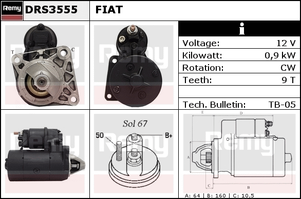 REMY 1004038168 DRS3555 - önindító