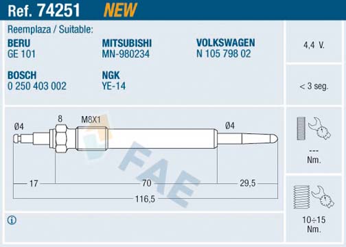 FAE FAE74251 izzítógyertya