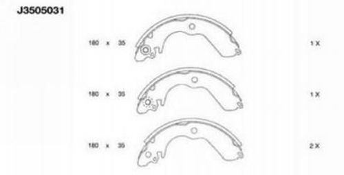 NIPPARTS J3505031 Fékpofakészlet kézifékhez, rögzítőfékhez, dobfékhez