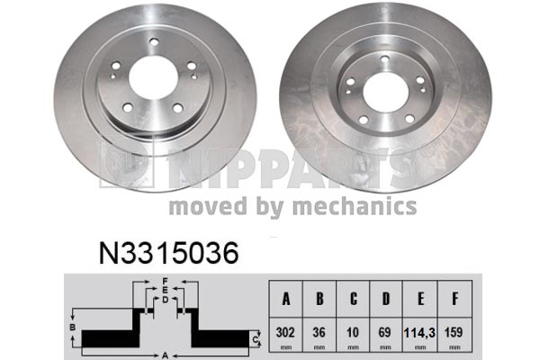 NIPPARTS N3315036 Nipparts féktárcsa