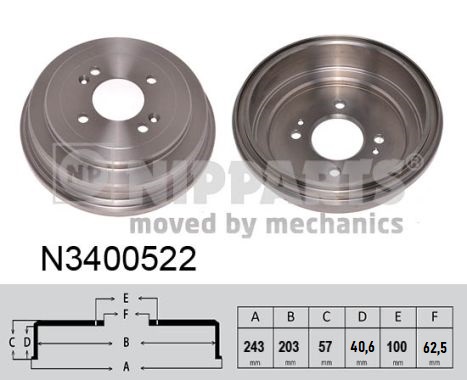 NIPPARTS N3400522 Fékdob