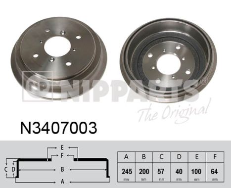 NIPPARTS N3407003 Fékdob