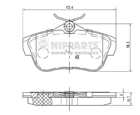 NIPPARTS N3612050 Fékbetét készlet, tárcsafék