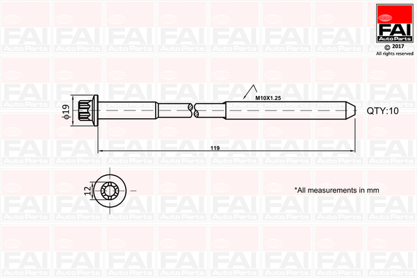 FAI B1321FAI Hengerfejcsavar készlet