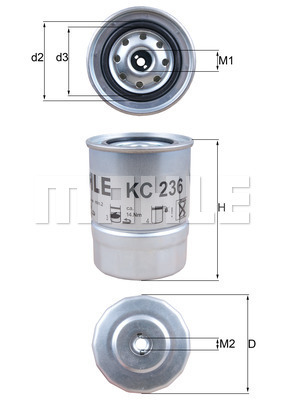 MAHLE KC236 Üzemanyagszűrő, gázolajszűrő, benzinszűrő