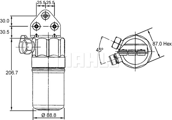 MAHLE AD187000S Klímaszárító, szárítószőrő klímaberendezéshez