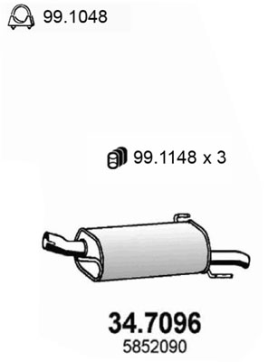 ASSO 34.7096A Hátsó kipufogódob