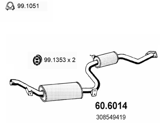 ASSO 366283 60.6014 - Középső kipufogódob