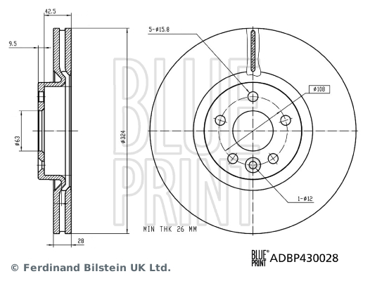 BLUE PRINT ADBP430028 Féktárcsa