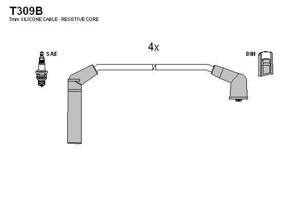 TESLA T309B Gyújtókábel készlet, gyertyakábel szett