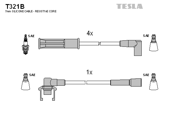 TESLA T321B Gyújtókábel készlet, gyertyakábel szett